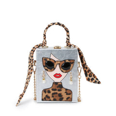 Leopard Print Hand-Held Crossbody Box Bag