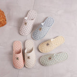 PLAID COTTON CLOSED TOE SLIPPERS WITH RUBBER SOLE_CWSHF0201