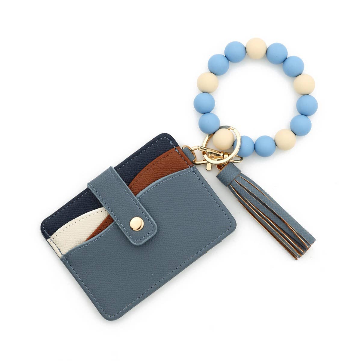 SILICONE BEAD BRACELET KEYCHAIN WITH ID WALLET_CUAB00446