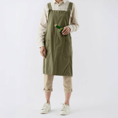 Waterproof Solid Color Linen Aprons With Pockets_Cwmm3303