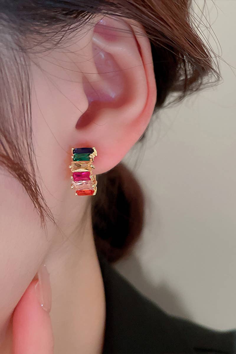 COLORED GEM HOOP EARRINGS_CWAJE0324