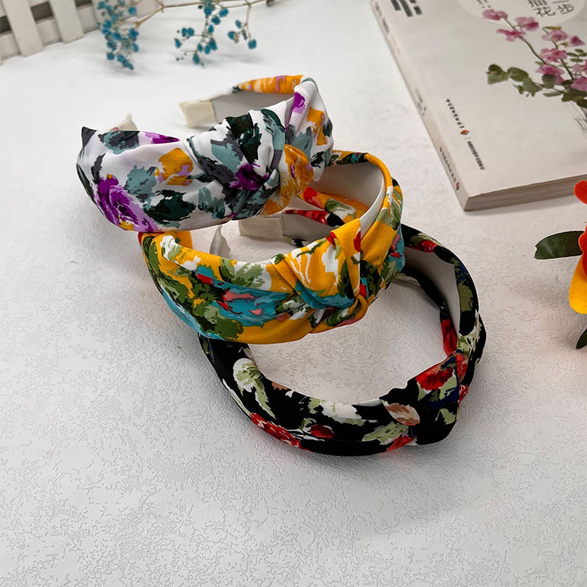 RETRO INK SPLASHED FLOWER HEADBAND_CWAHA2584