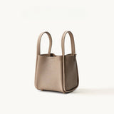 MEDIUM LEATHER BUCKET TOTE BASKET STYLE BAG_CWAB5335