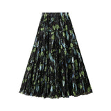 Vintage Floral High-Waist A-Line Flared Skirt_Cwbms0357