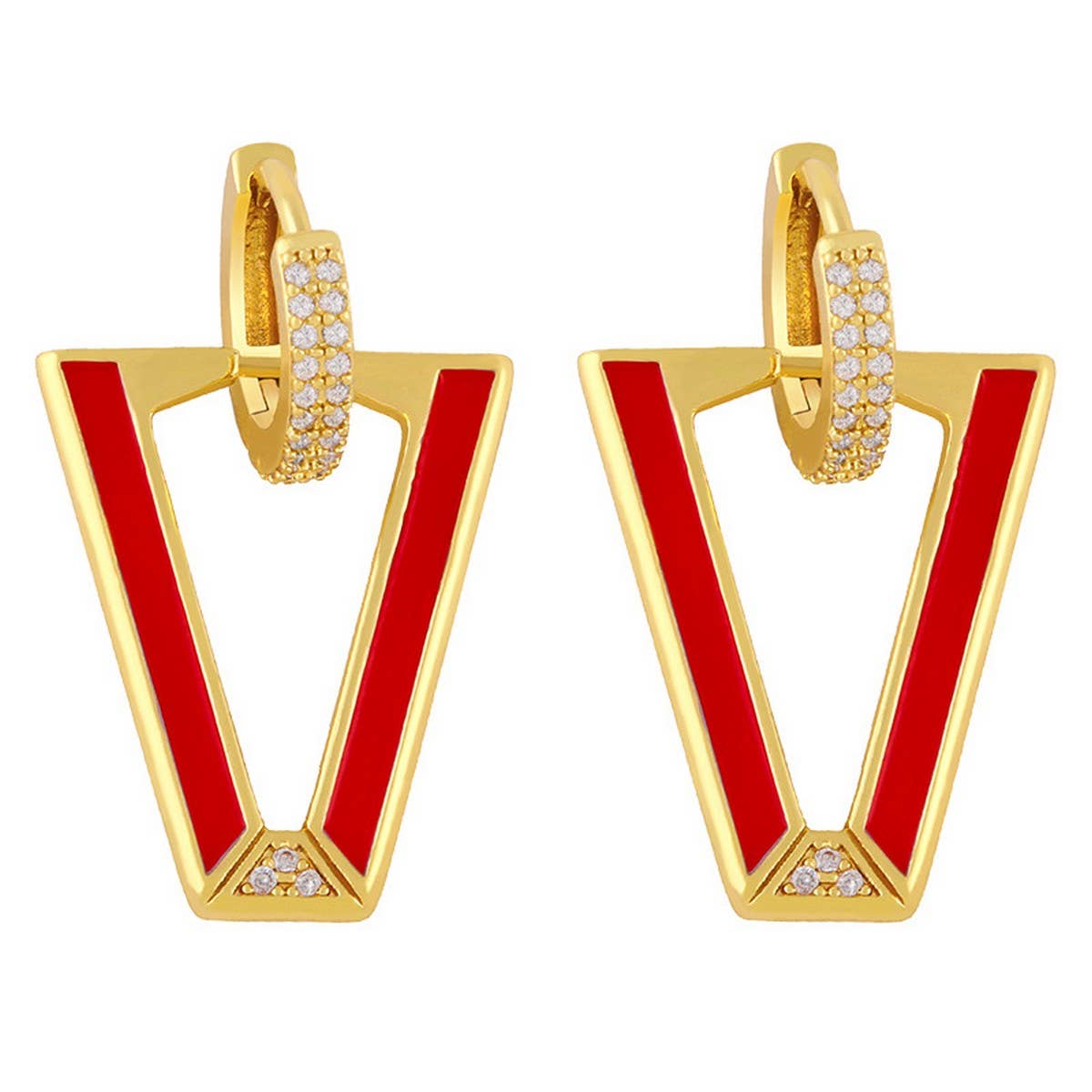 COLORFUL ZIRCON INVERTED TRIANGLE V SHAPED EARRING_CWAJE1013