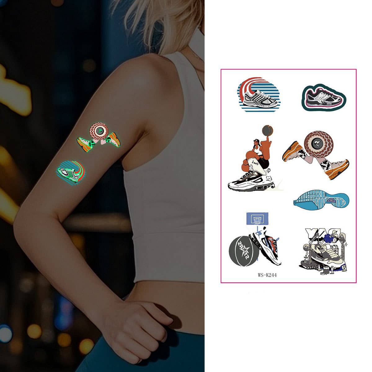 GLOW IN THE DARK SPORT TATTOOS SWEATPROOF SET_CWMM8387