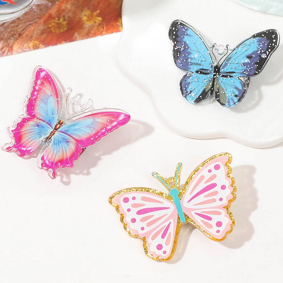 SILVER DOT IMITATION BUTTERFLY CUTE HAIRPIN_CWAHA1632