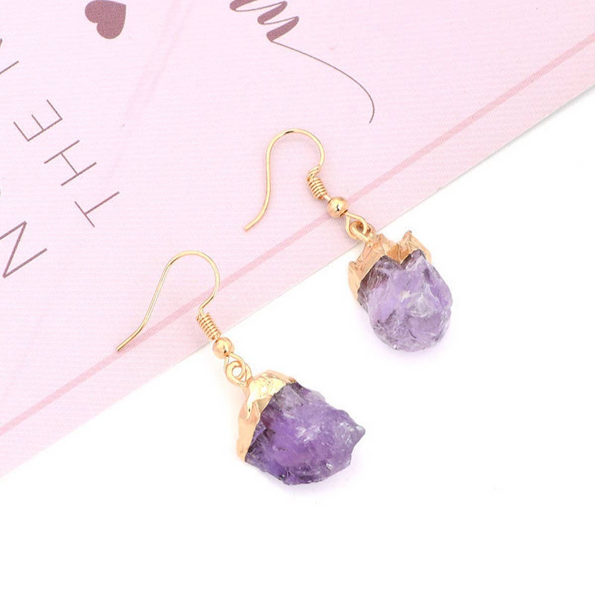 NATURAL CRYSTAL IRREGULAR ORIGINAL STONE EARRINGS_CWAJE1074