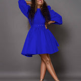 Fashionable And Elegant Puff Sleeve Waisted Dress_Cwdsd6144