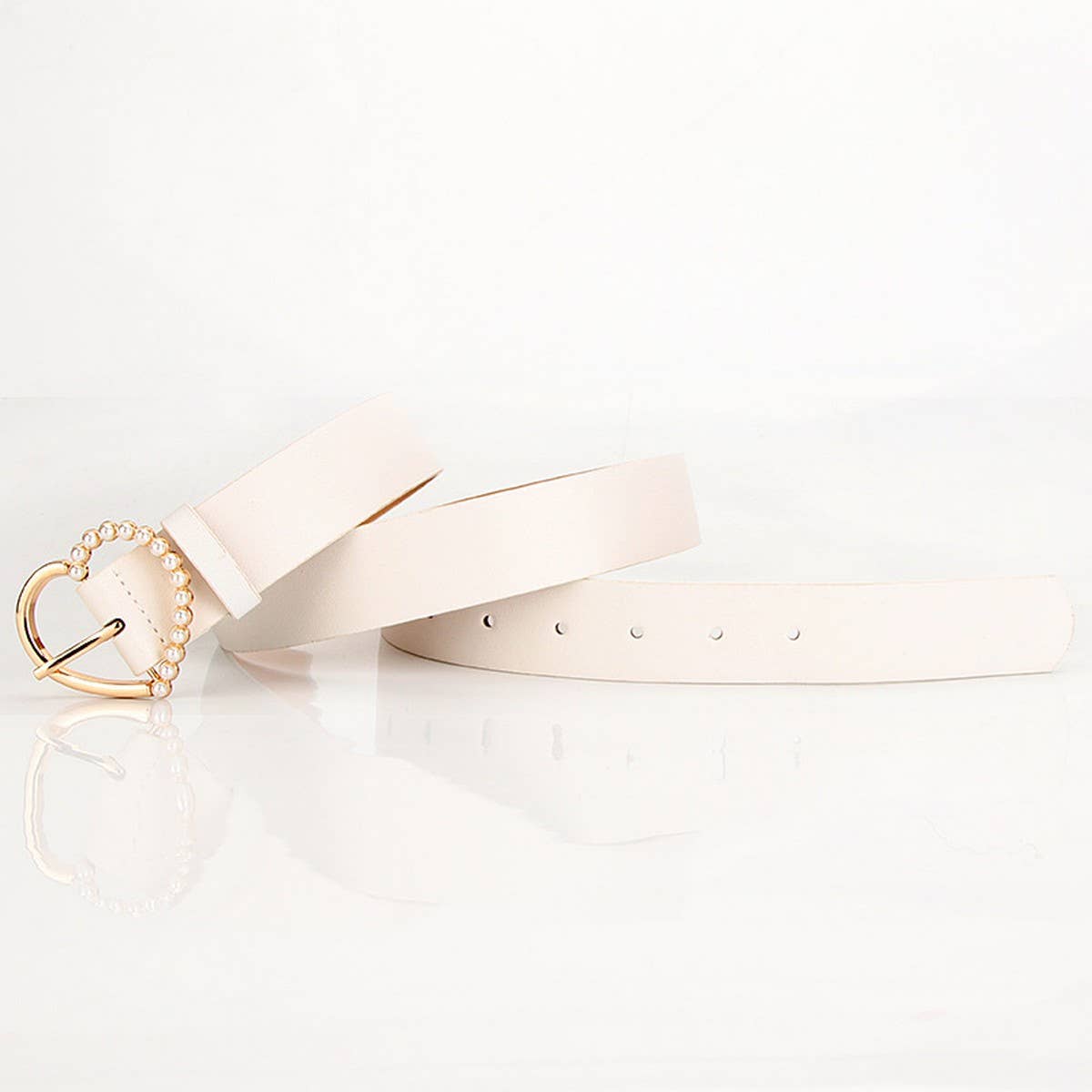 CLASSIC HEART PEARL BUCKLE BELTS FOR WOMEN_CWABE0391