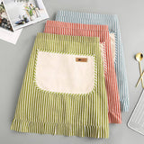 STRIPE HALF LENGTH LINEN COOKING APRON WITH POCKETS_CWMM2033