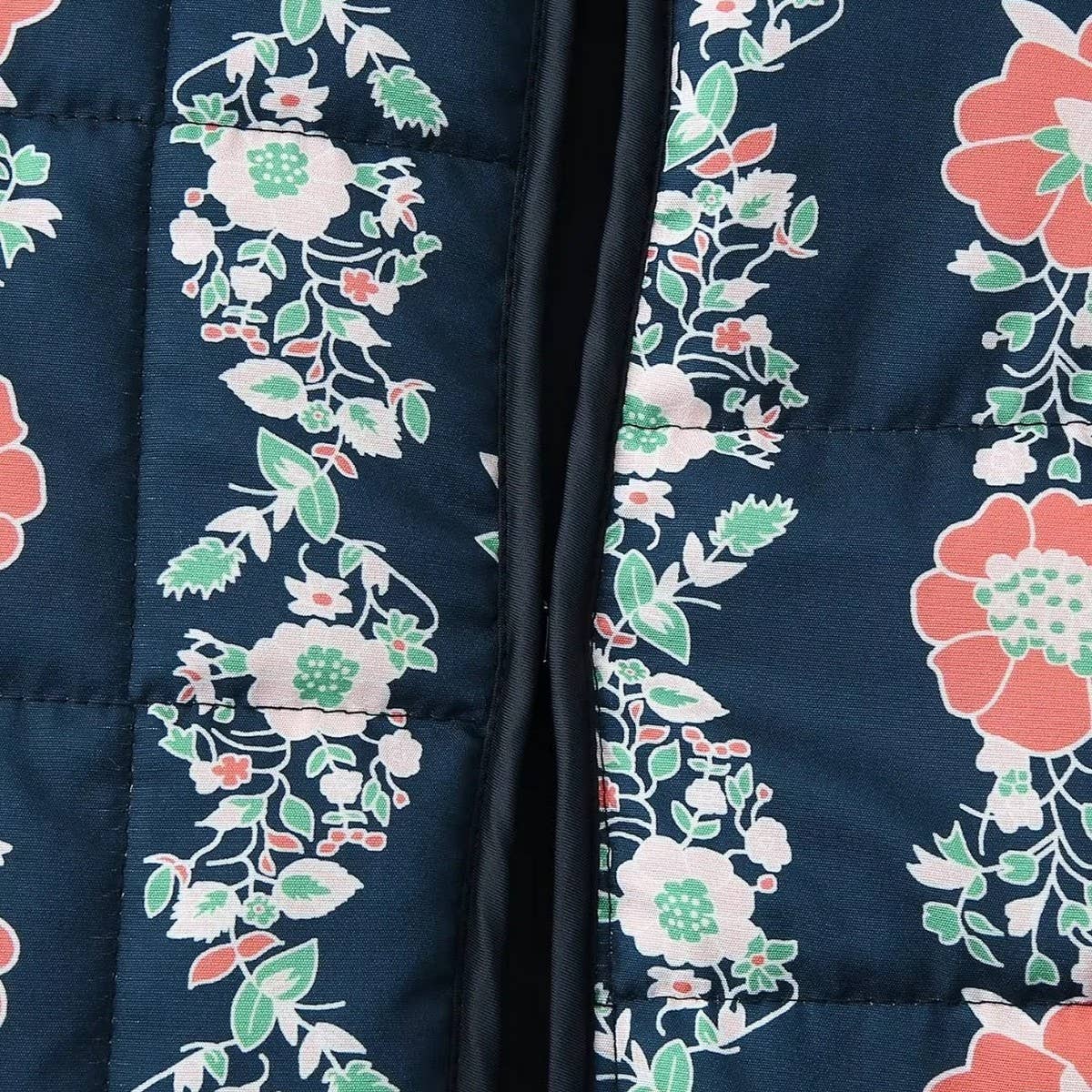 STAND COLLAR FLORAL PRINT LOOSE QUILTED JACKET_CWOJA1560