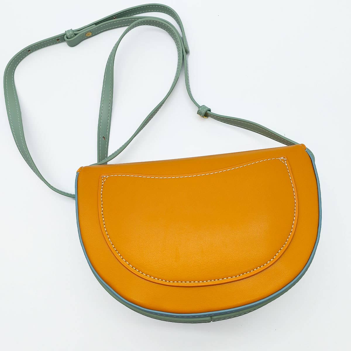CURVED WAVE CONTRAST COLOR CROSSBODY SADDLE BAG_CWAB1894