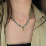 GREEN BAMBOO CHINESE STYLE NATURAL STONE NECKLACE_CWAJE3085