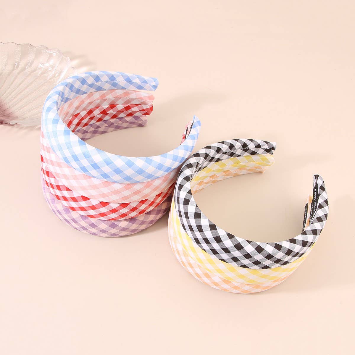 Cwaha1107_Literary Plaid Headband With Wide Edge