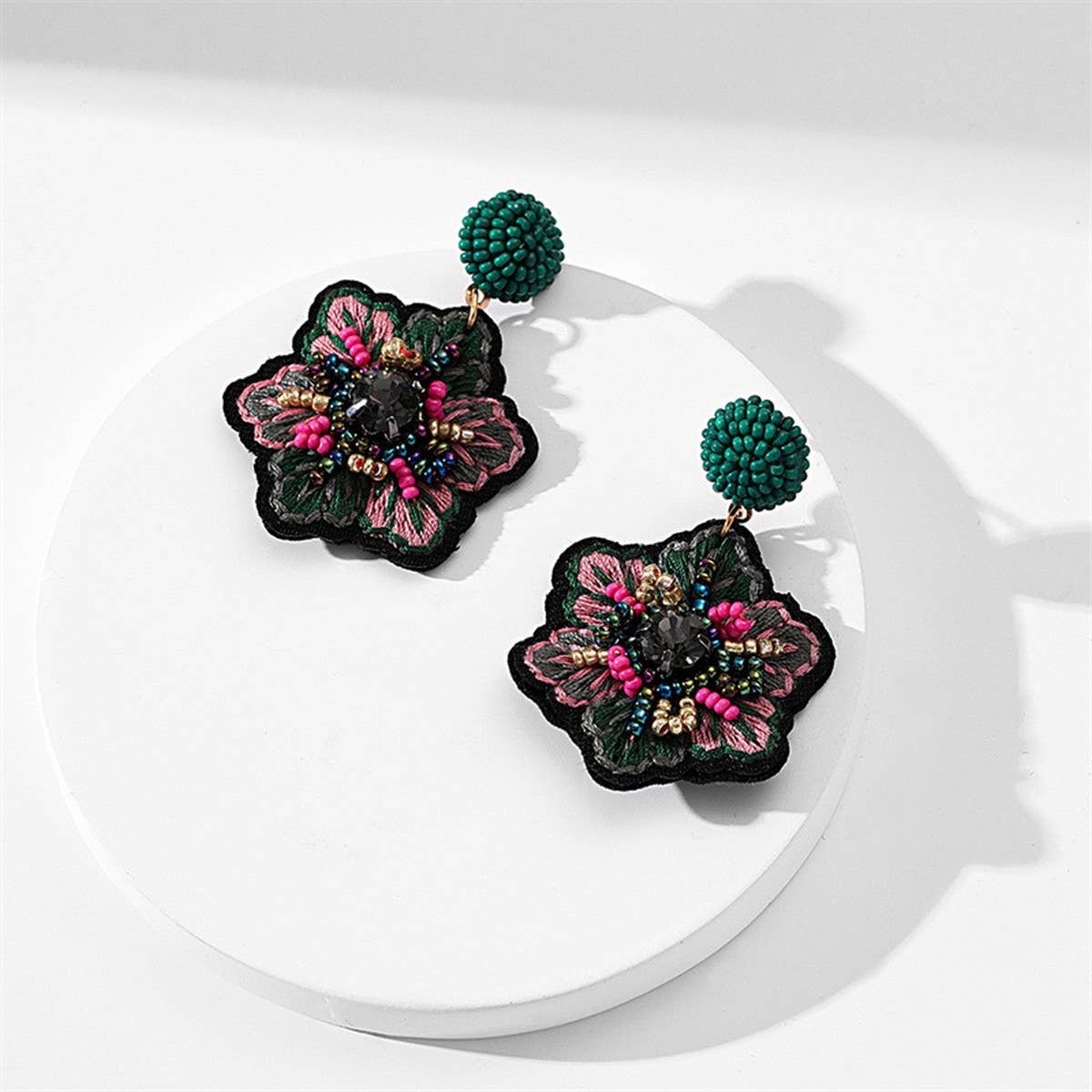HANDMADE BEADED EMBROIDERY EARRINGS BOHO STYLE_CWMM6186