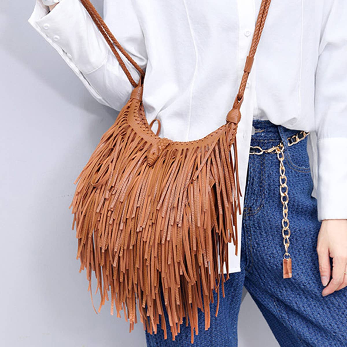Women Retro Tassel Diagonal Shoulder Bag_Cwab0789