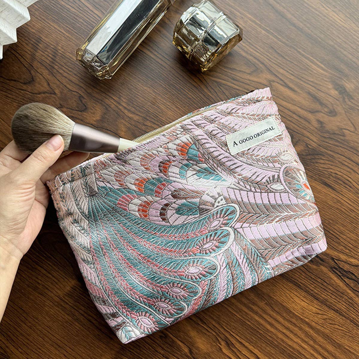 Vintage Makeup Bag Phoenix Tail Travel Wash Pouch_Cuab00739