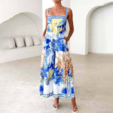Vacation Style Long Printed Halter Dress