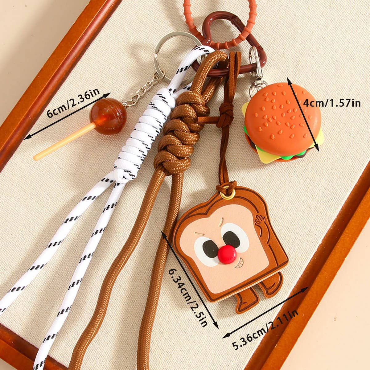 CREATIVE TOAST CANDY BRAIDED ROPE KEYCHAIN_CWMM7743