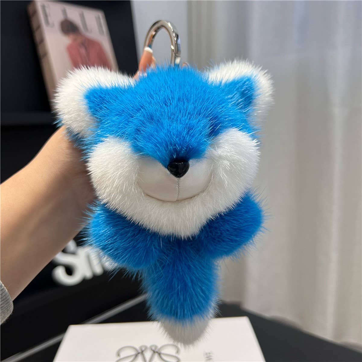 BIG FOX REAL MINK FUR BAG ORNAMENT CAR KEYCHAIN_CWMM2538