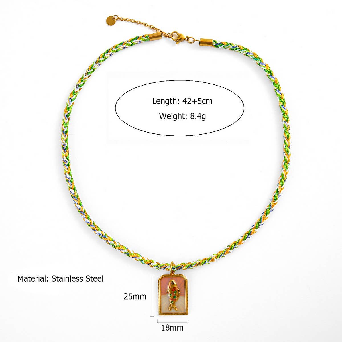 Vintage 18K Steel Tarot Card Pendant Necklace_Cwmm8814