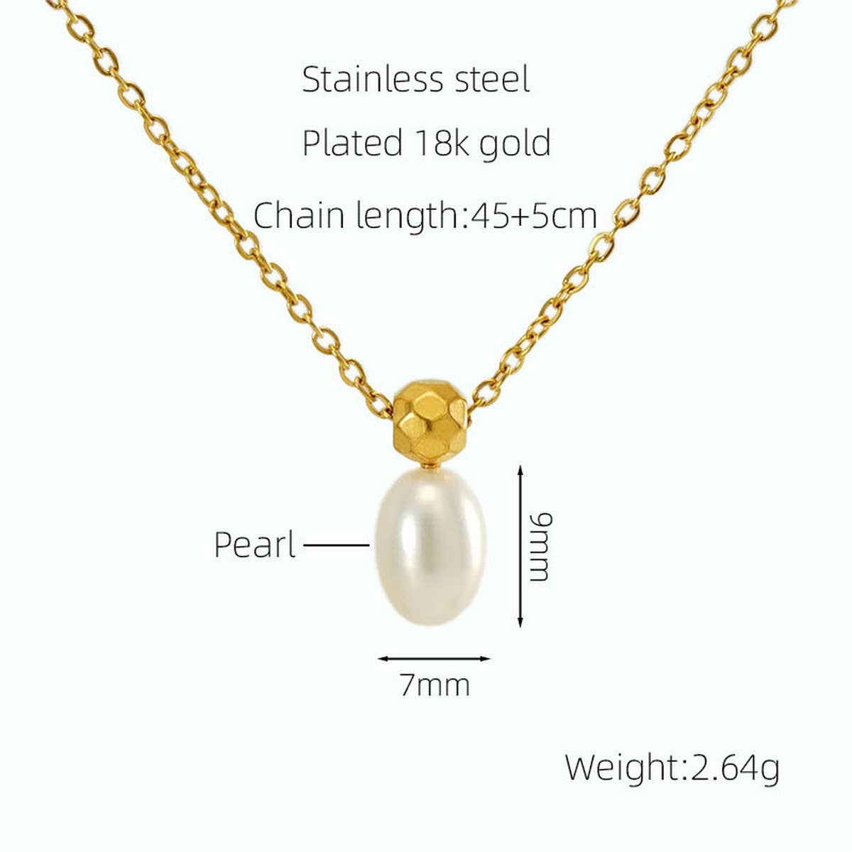 Cwaje1962_Simple Pearl Pendant Necklace Gold