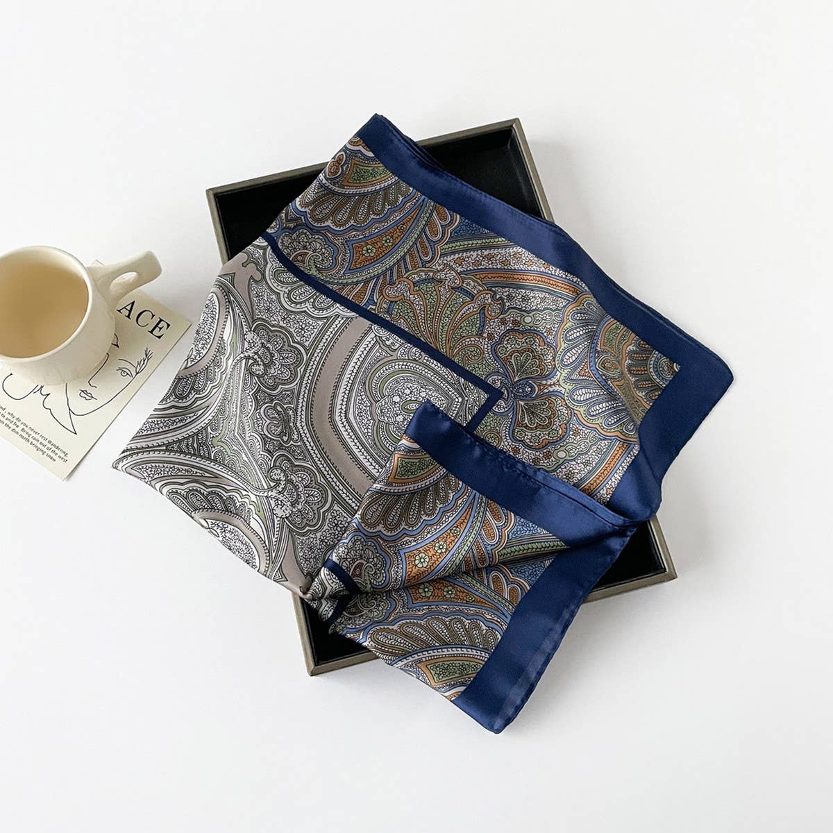 LETTER PRINT SATIN SQUARE SCARF FOR WOMEN_CWASC0810