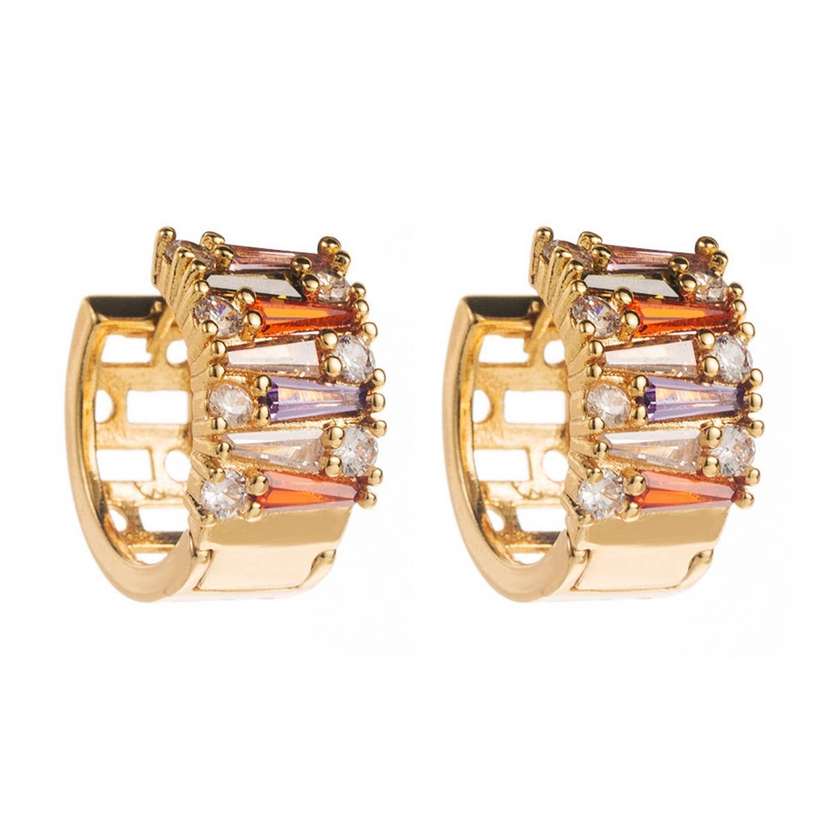 COLORFUL GOLD PLATED HOOP EARRINGS LUXURY DESIGN_CWMM8529