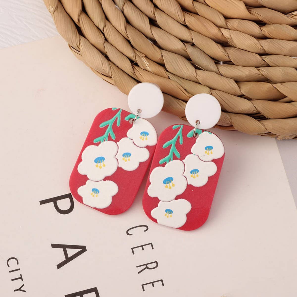SWEET GIRL COLORFUL FLOWER ACRYLIC EARRINGS_CWAJE3993