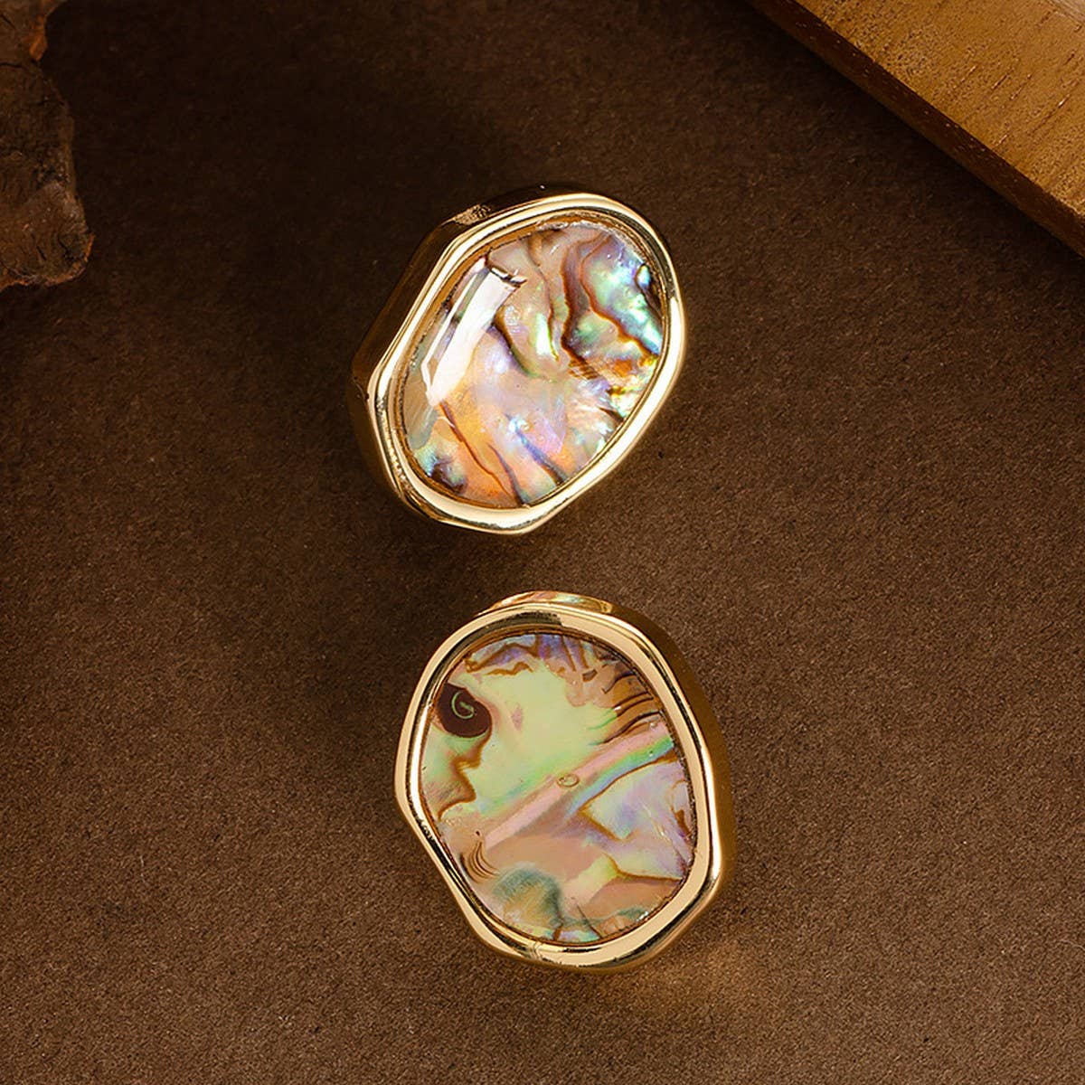 IRREGULAR ABALONE GEOMETRIC EARRINGS_CWMM4325