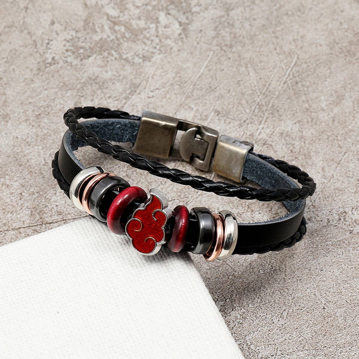 PERSONALIZED ANIME BRAIDED PUNK LEATHER BRACELET_CWMM4526