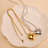 MODERN STAINLESS STEEL HEART PENDANT NECKLACE_CWMM8877