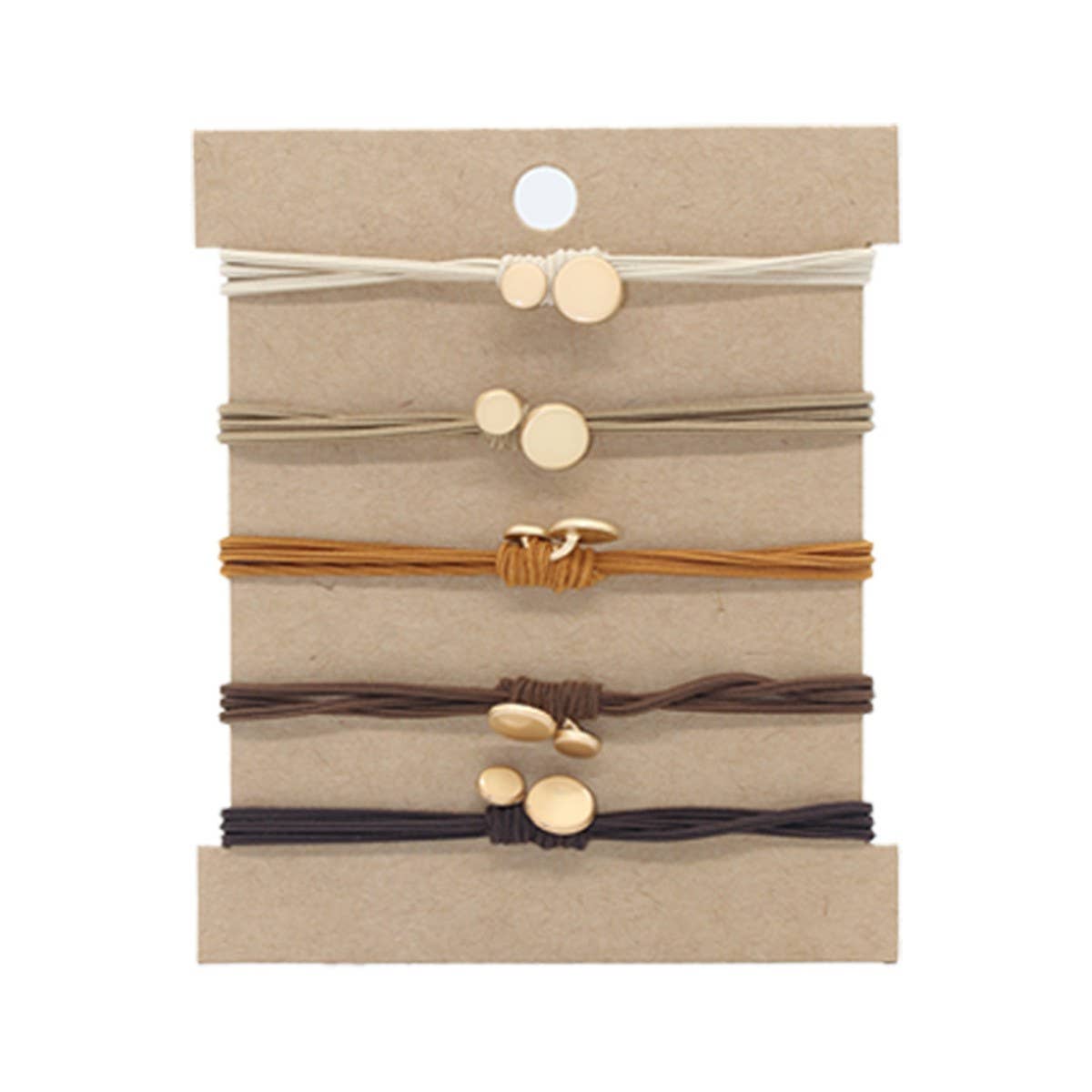 5 CARD MOUNTED GRADIENT SIMPLE HAIR SCRUNCHIES_CWAHA2722