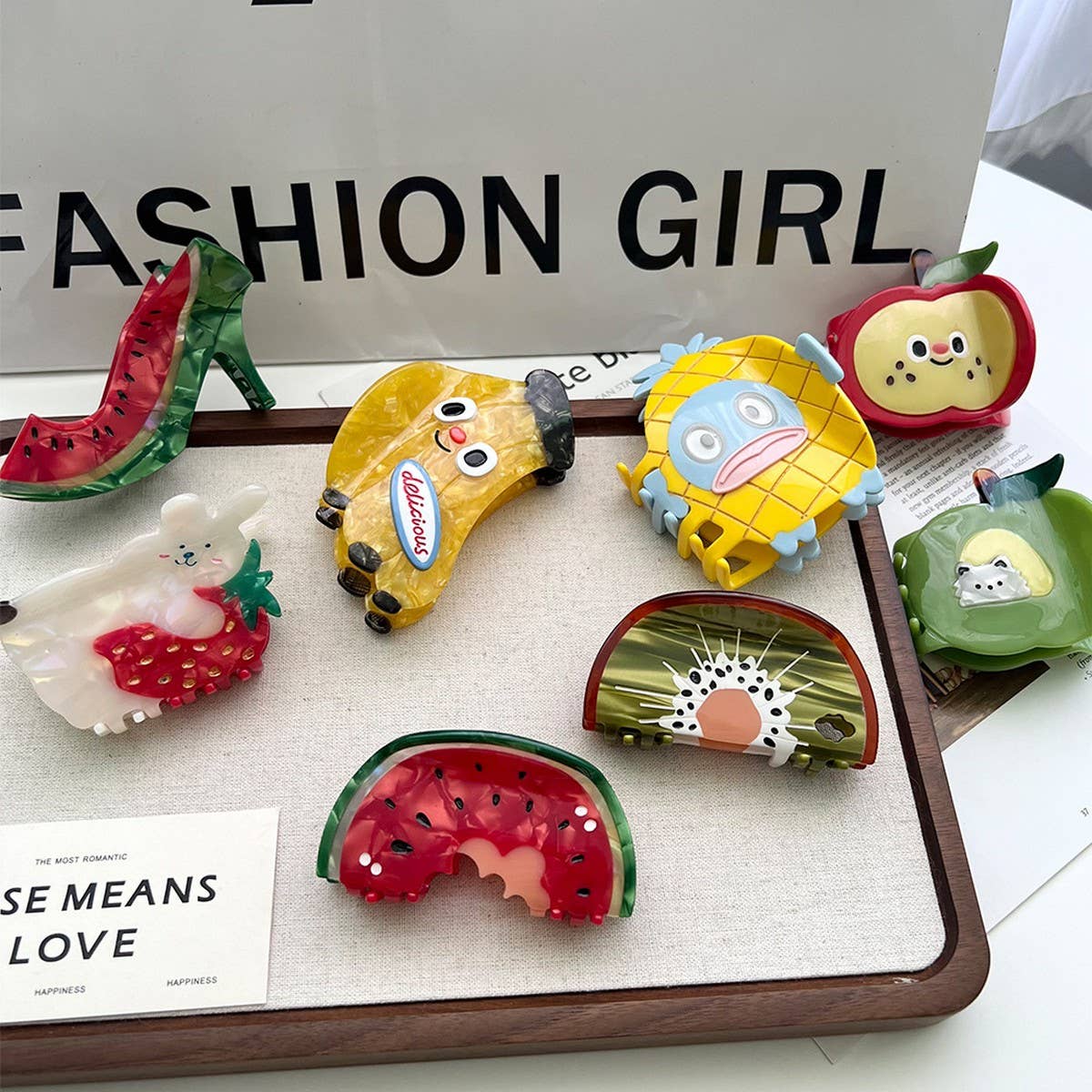 FRUIT SERIES ACETATE HAIR CLIPS WITH SHARK DESIGN_CWAHA5714