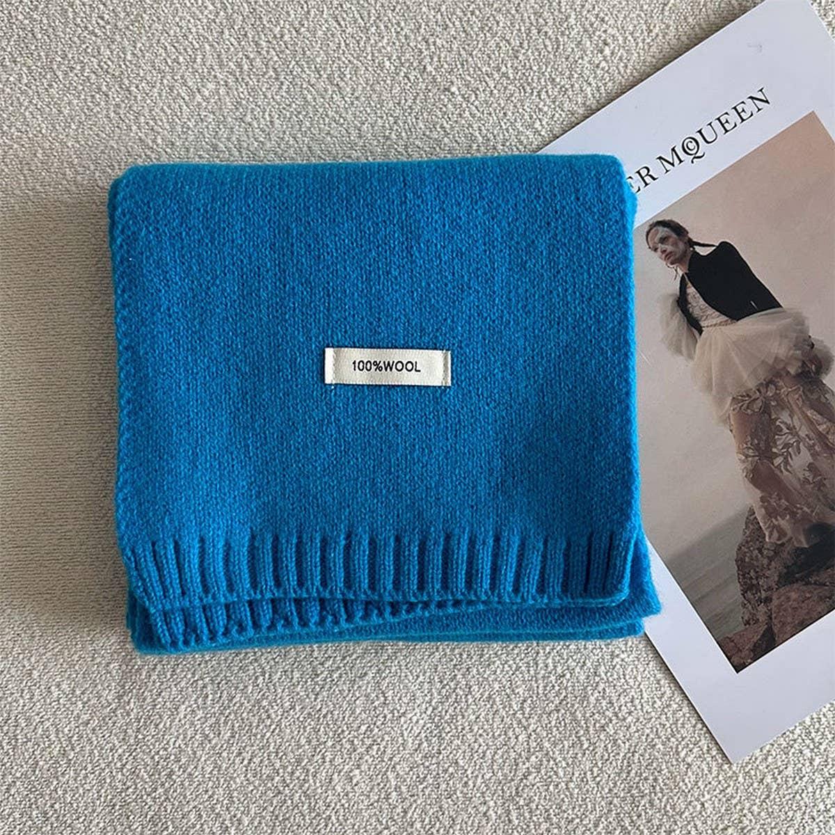 100% WOOL AURORA BLUE KNIT SCARF SOFT WARM_CWASC2285