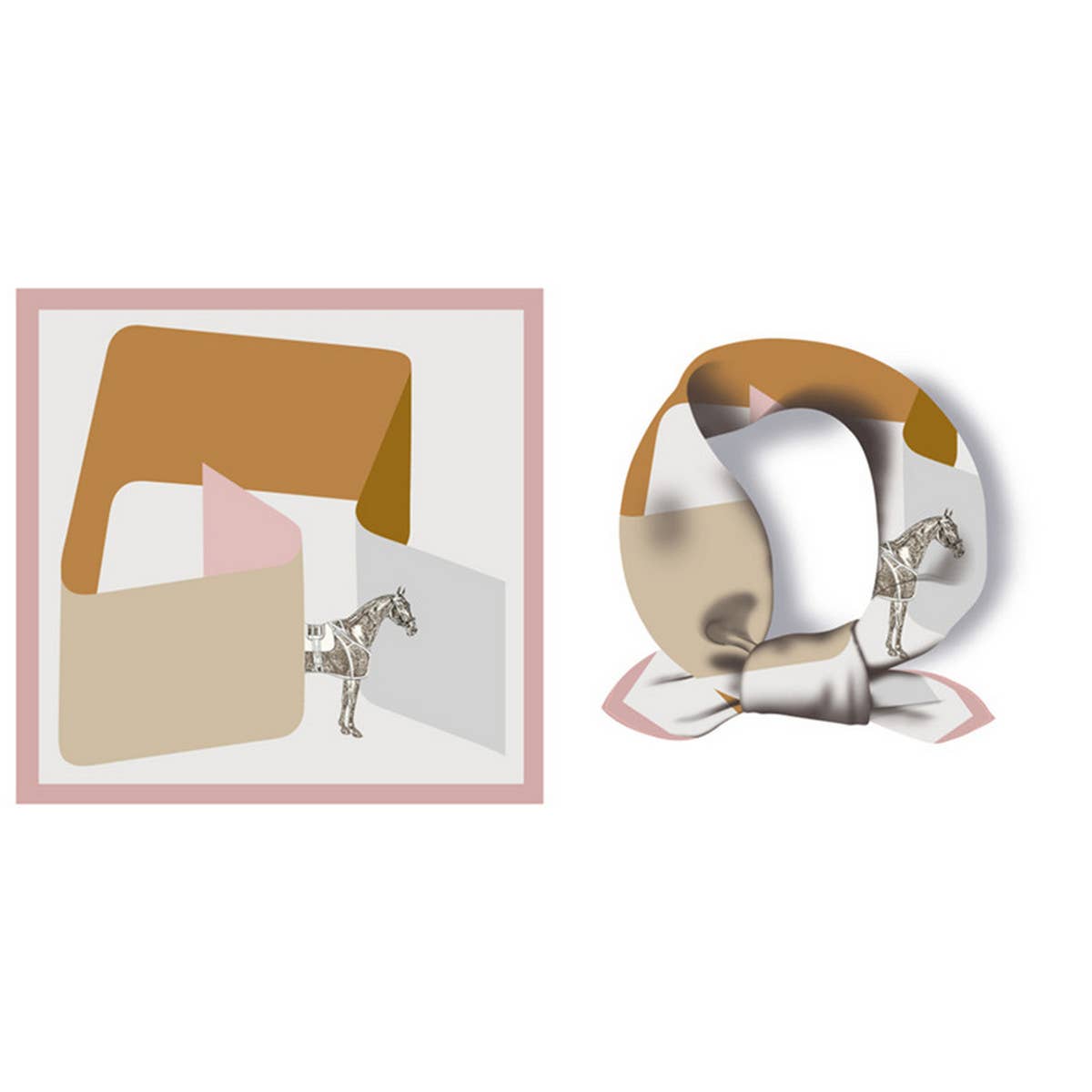 GEOMETRIC PRINT REVERSIBLE SATIN SCARF FOR SUMMER_CWASC0655