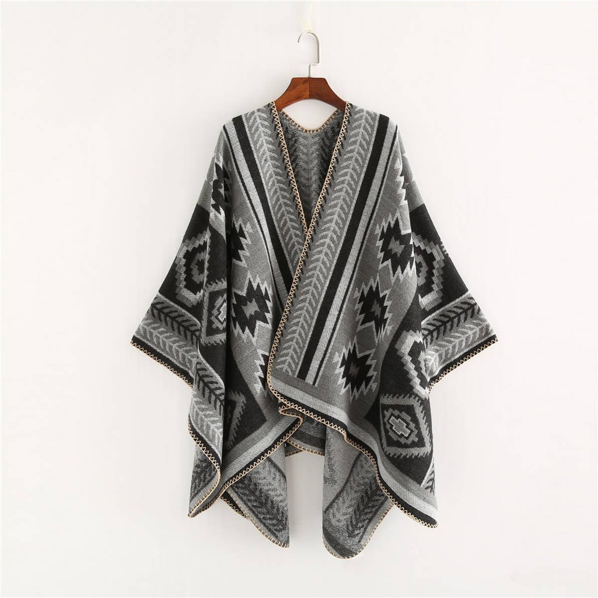 CROSS DIAMOND GEOMETRIC PATTERN CASHMERE SHAWL_CWMM2089