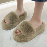 Wear Thick Bottom Of Plush Slippers Outside