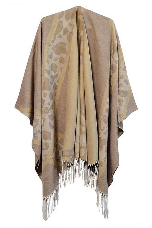 LEOPARD POINT CASUAL SHAWL WRAP_CWASC0005