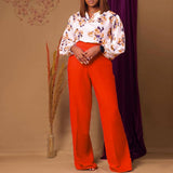 PRINTED TIE TOP AND WIDE LEG PANTS TWO PIECE SET_CWSTB1140