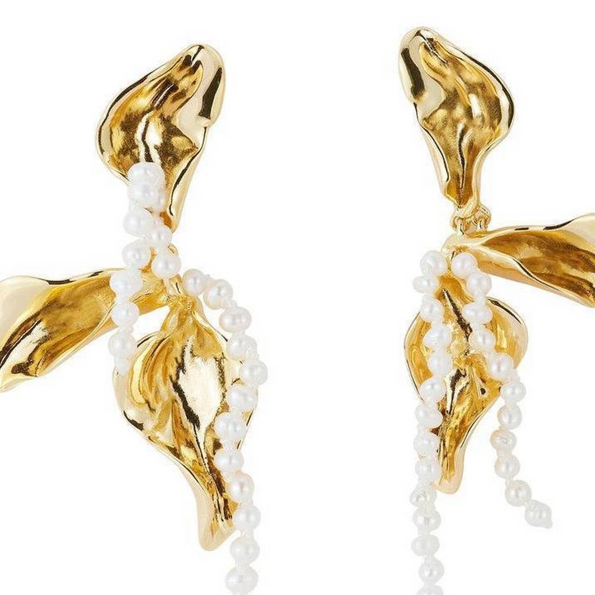 LRREGULAR PETAL PEARL GEOMETRIC EARRINGS_CWAJE5119