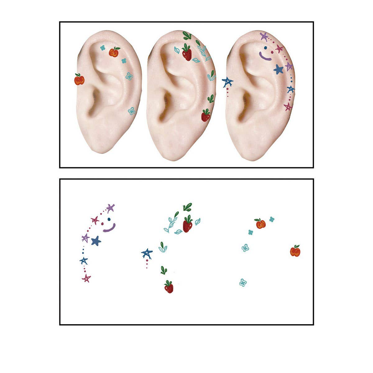 CUTE CARTOON EAR TATTOOS WATERPROOF STICKER SET_CWMM8394