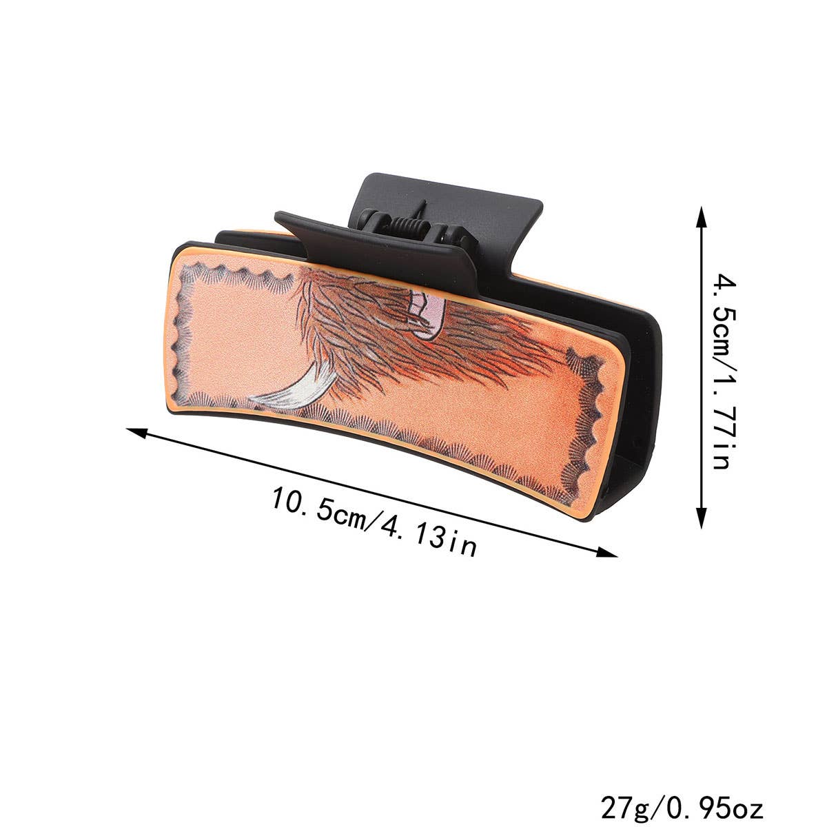 Western Cactus Sunflower Hair Claw Leather Clip_Cwasc1610