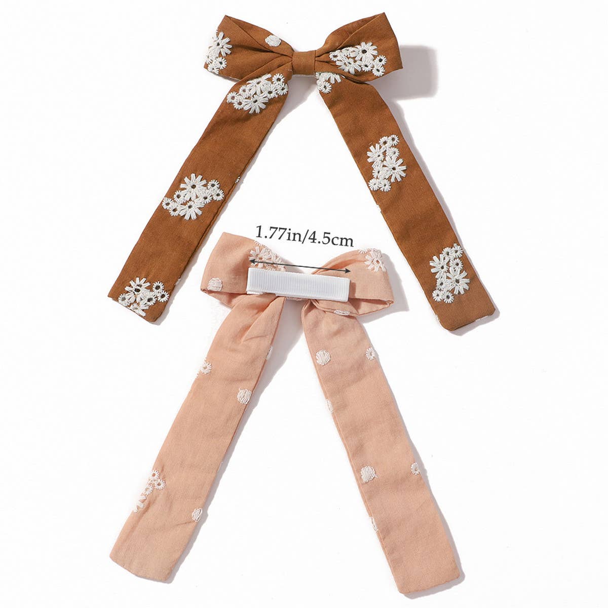 Childrens Ribbon Bow Embroidered Hairpin