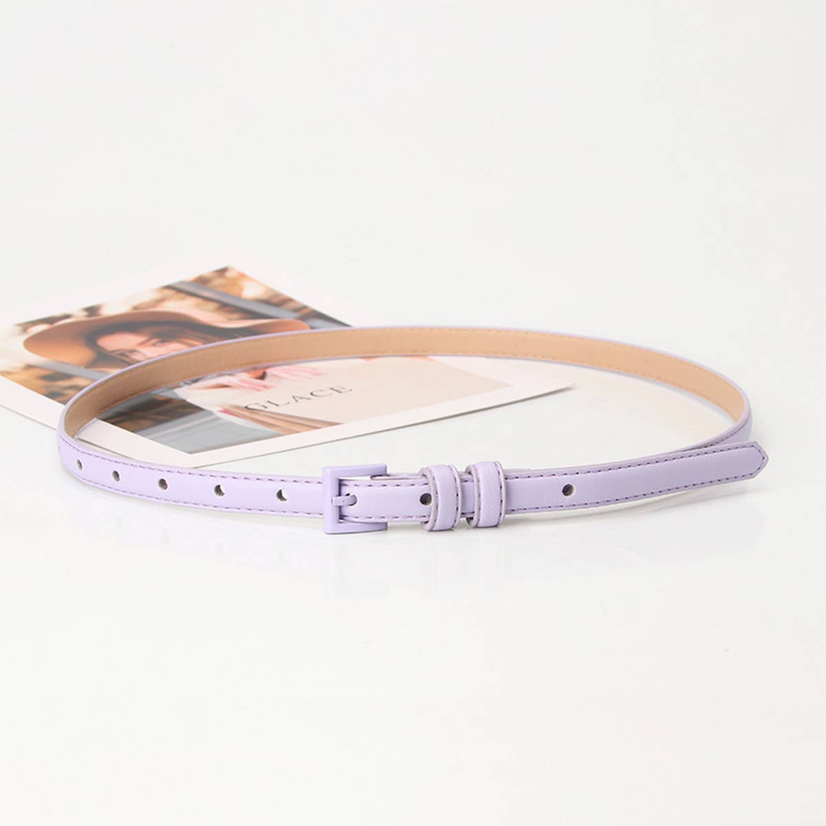 Cwabe0907_Women'S Small Square Buckle Thin Belt