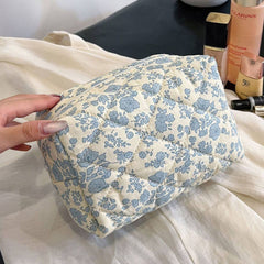 FLORAL COTTON MAKEUP BAG COSMETIC STORAGE POUCH_CWAB4420