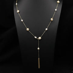 ELEGANT NATURAL PEARL LONG SWEATER NECKLACE_CWAJE3884