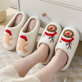 DEER PATTERNED CHRISTMA SANTA CLAUS INDOOR SLIPPER_CWSHS0257