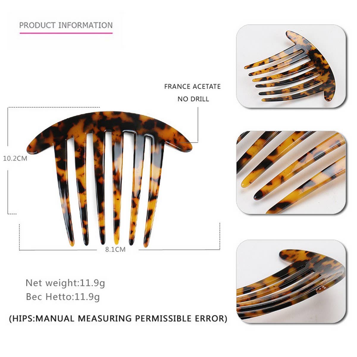 ACETATE PLATE COMB HAIRPIN HAIR ACCESSORIES COMB_CWAHA4202